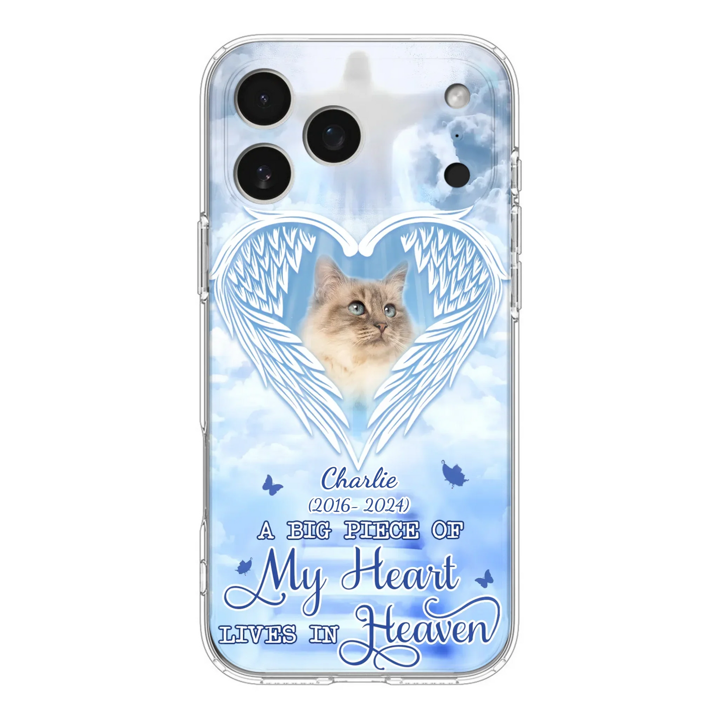 Custom Personalized Memorial Pet Phone Case - Upload Photo - Memorial Gift Idea For Pet Owner - A Big Piece Of My Heart Lives In Heaven - Case For iPhone/ Samsung