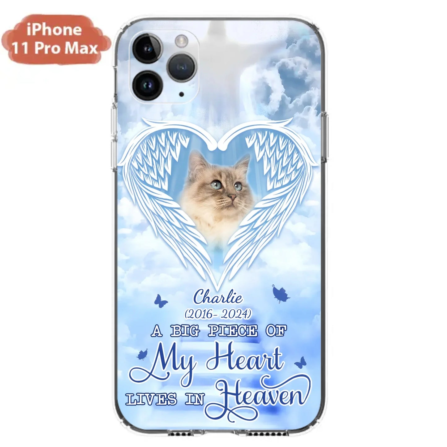 Custom Personalized Memorial Pet Phone Case - Upload Photo - Memorial Gift Idea For Pet Owner - A Big Piece Of My Heart Lives In Heaven - Case For iPhone/ Samsung