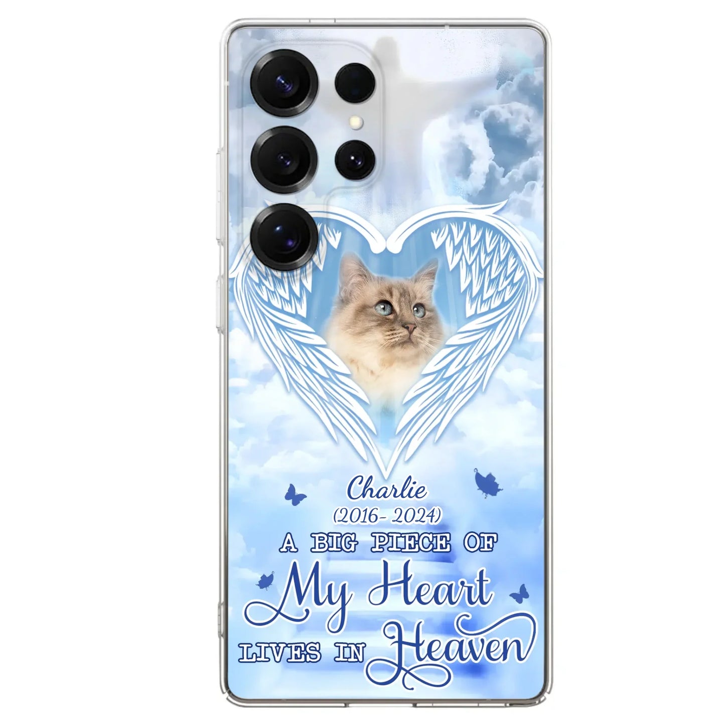 Custom Personalized Memorial Pet Phone Case - Upload Photo - Memorial Gift Idea For Pet Owner - A Big Piece Of My Heart Lives In Heaven - Case For iPhone/ Samsung