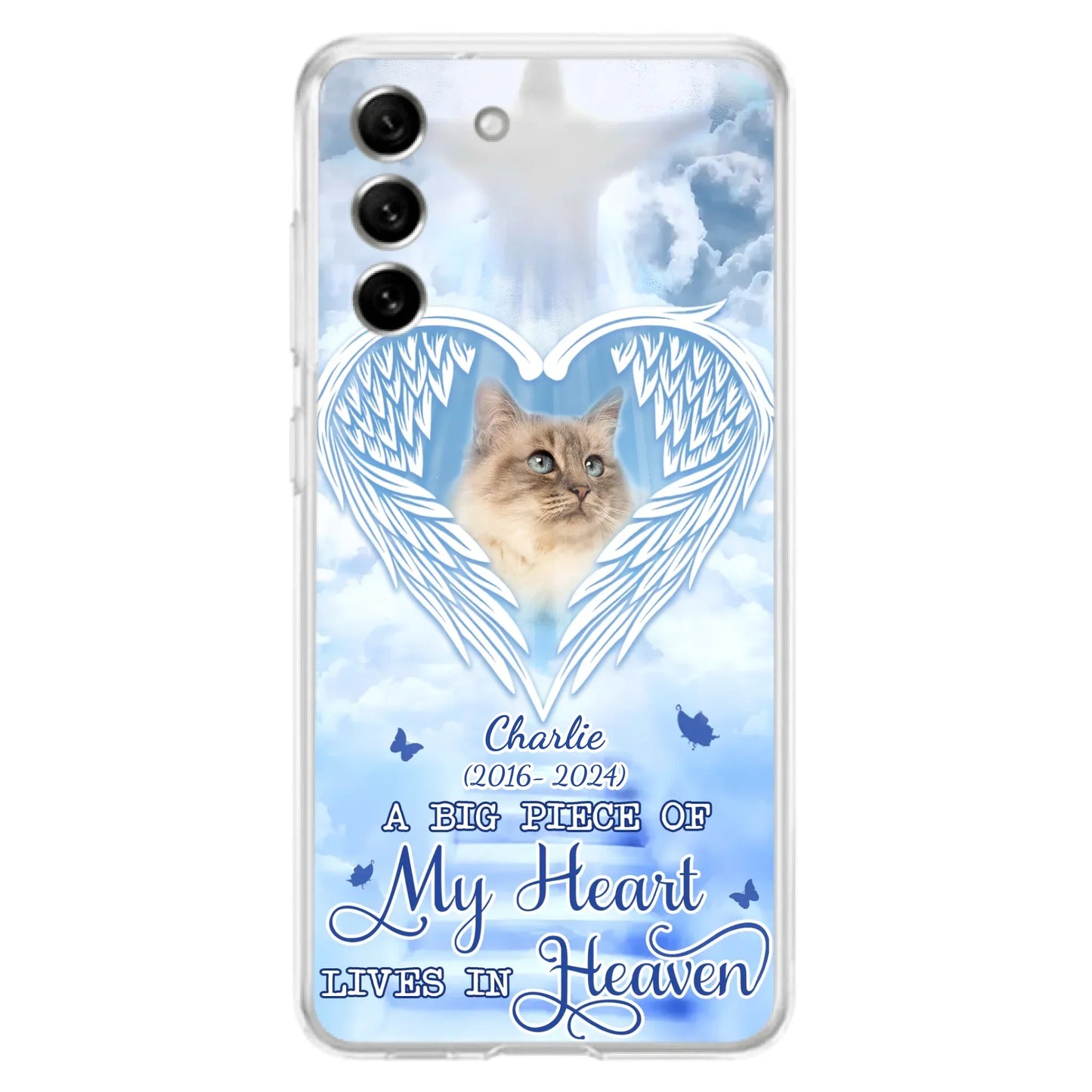 Custom Personalized Memorial Pet Phone Case - Upload Photo - Memorial Gift Idea For Pet Owner - A Big Piece Of My Heart Lives In Heaven - Case For iPhone/ Samsung