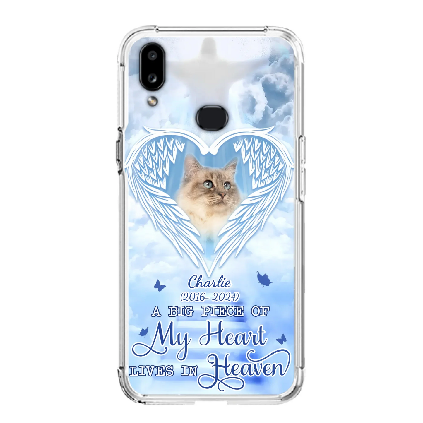 Custom Personalized Memorial Pet Phone Case - Upload Photo - Memorial Gift Idea For Pet Owner - A Big Piece Of My Heart Lives In Heaven - Case For iPhone/ Samsung