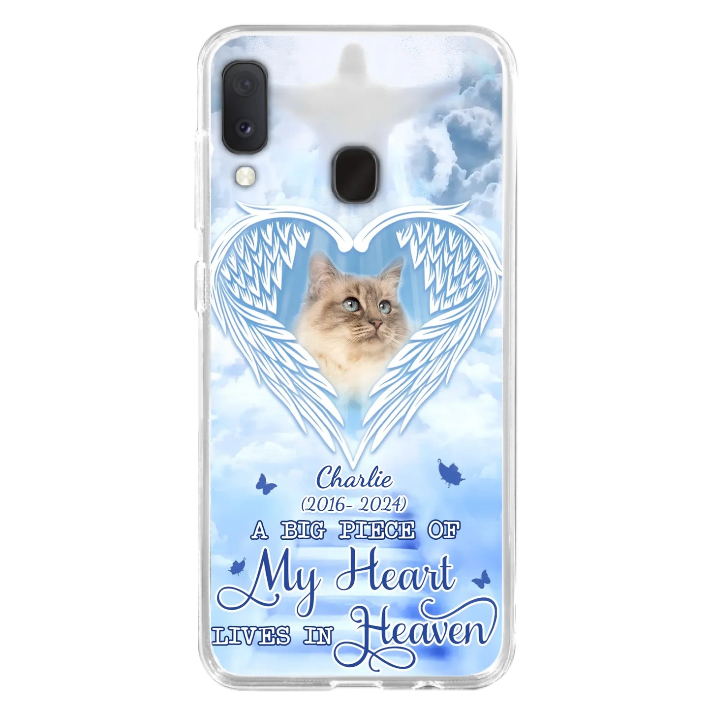 Custom Personalized Memorial Pet Phone Case - Upload Photo - Memorial Gift Idea For Pet Owner - A Big Piece Of My Heart Lives In Heaven - Case For iPhone/ Samsung