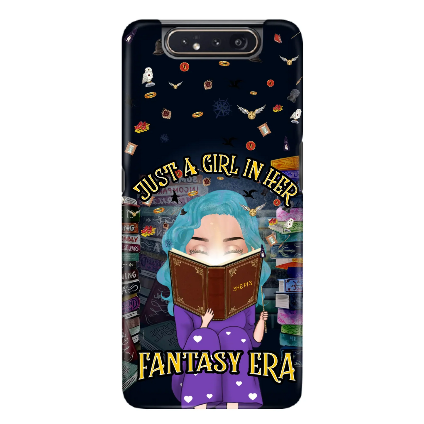Custom Personalized Reading Book Phone Case - Gift Idea For Book Lovers - Just A Girl In Her Fantasy Era - Case For iPhone/ Samsung