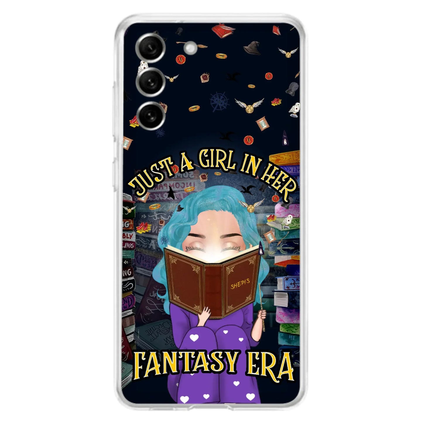 Custom Personalized Reading Book Phone Case - Gift Idea For Book Lovers - Just A Girl In Her Fantasy Era - Case For iPhone/ Samsung