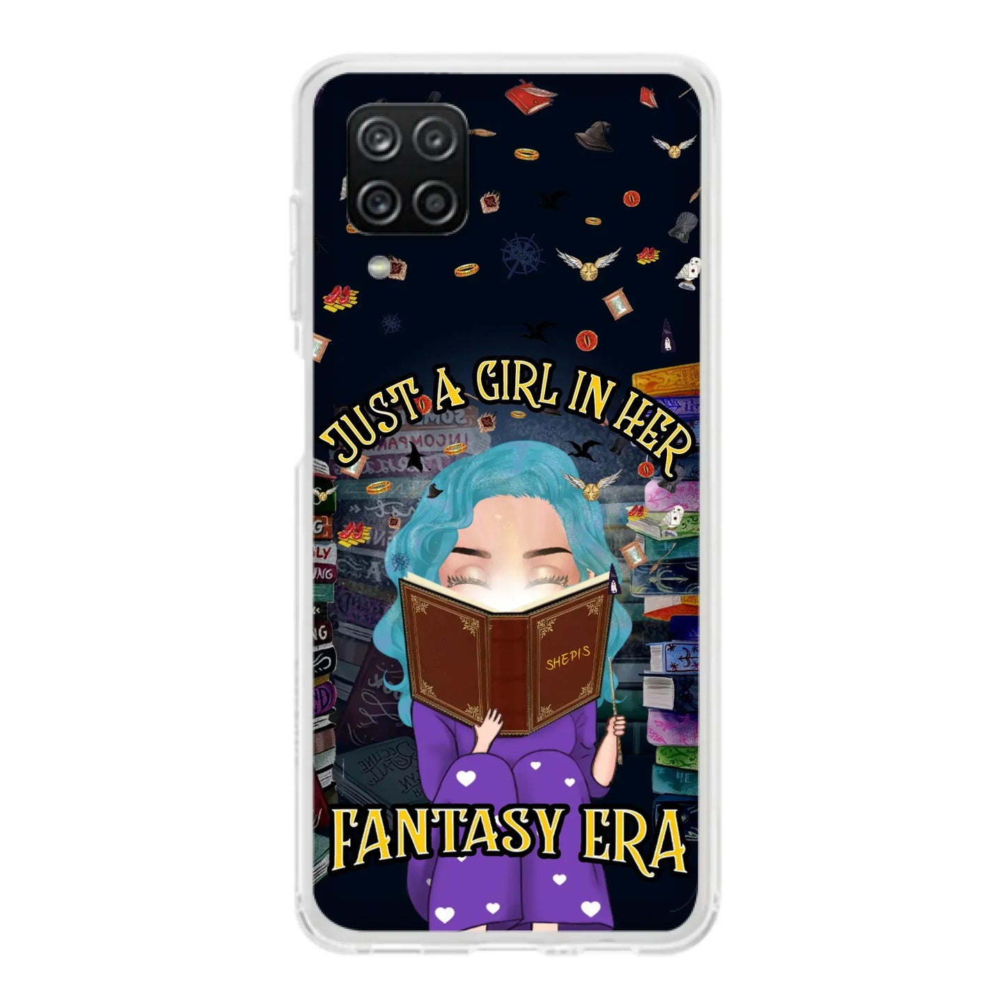 Custom Personalized Reading Book Phone Case - Gift Idea For Book Lovers - Just A Girl In Her Fantasy Era - Case For iPhone/ Samsung