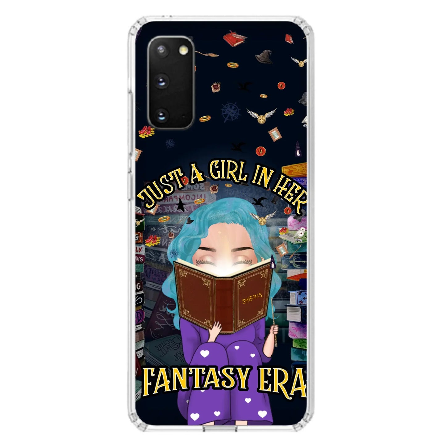 Custom Personalized Reading Book Phone Case - Gift Idea For Book Lovers - Just A Girl In Her Fantasy Era - Case For iPhone/ Samsung