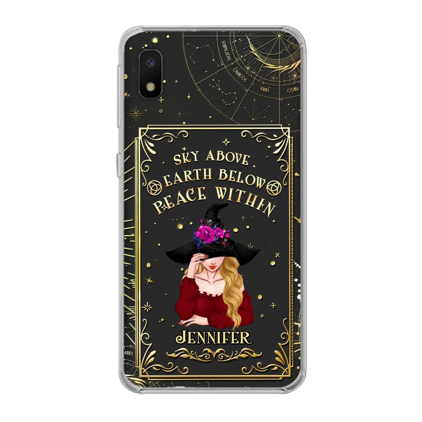 Custom Personalized Witch Tarrot Card Phone Case - Gift Idea For Witch/ Tarrot Lover - Sky Above Earth Below Peace Within - Case For iPhone/ Samsung