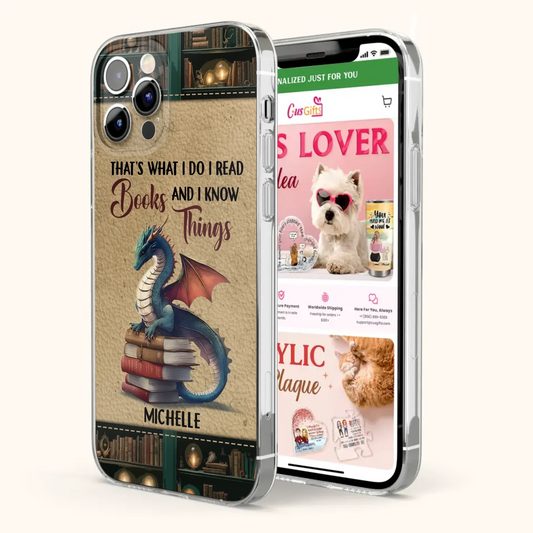 Custom Personalized Book Dragon Phone Case - Gift Idea For Book Lovers - In A World Of Bookworms Be A Book Dragon - Case For iPhone/ Samsung