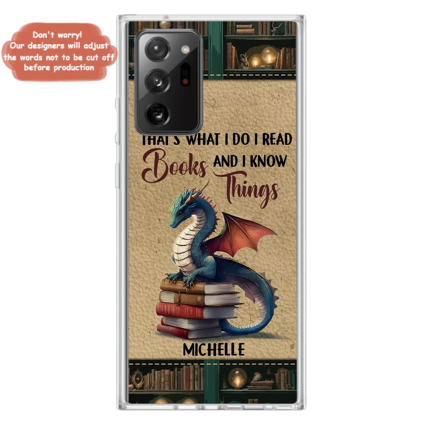 Custom Personalized Book Dragon Phone Case - Gift Idea For Book Lovers - In A World Of Bookworms Be A Book Dragon - Case For iPhone/ Samsung