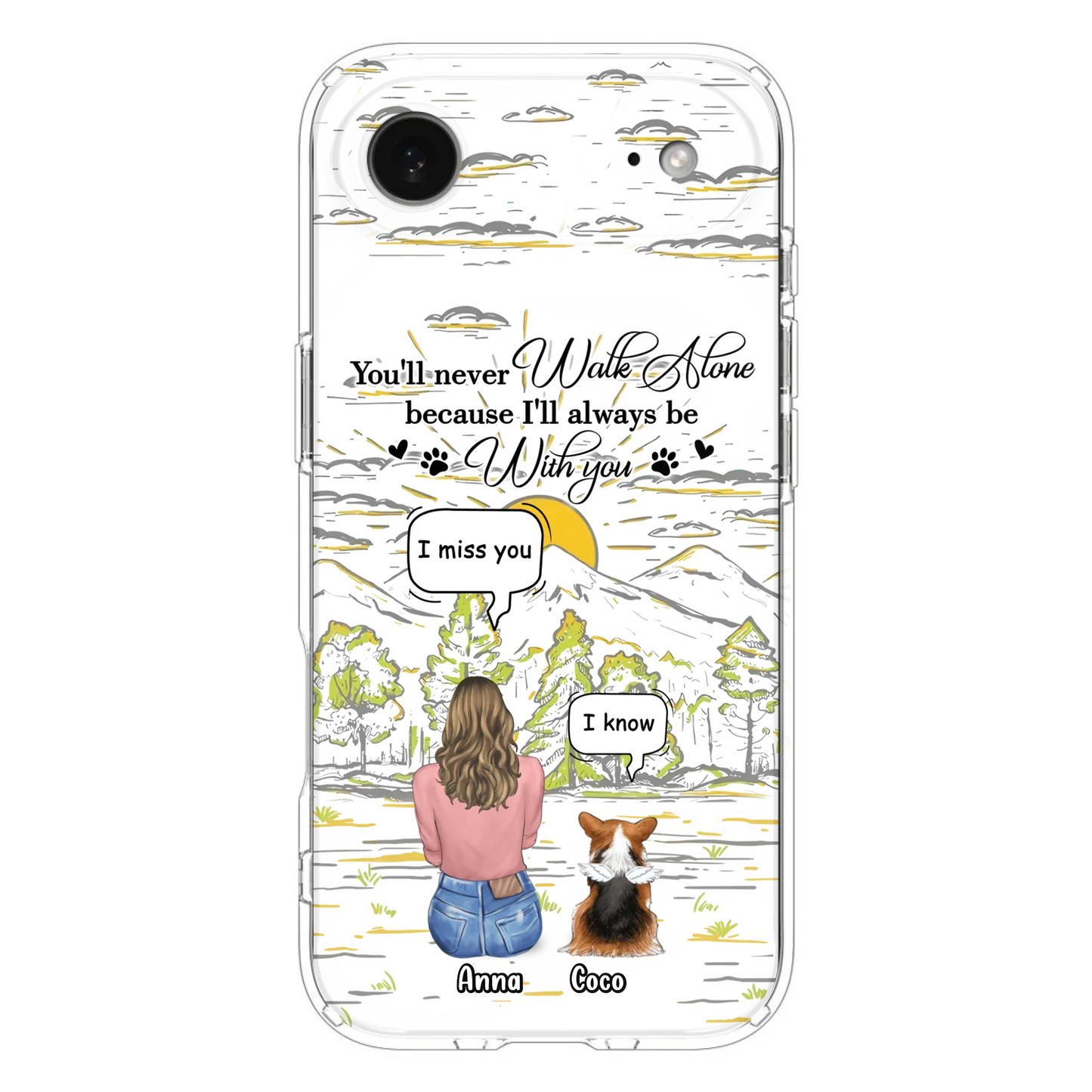 Custom Personalized Memorial iPhone/ Samsung Cases - Gift Idea For Pet Owner with up to 4 Pets - You'll Never Walk Alone Because I'll Always Be With You