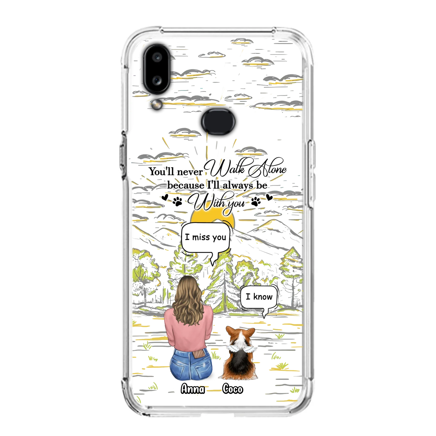 Custom Personalized Memorial iPhone/ Samsung Cases - Gift Idea For Pet Owner with up to 4 Pets - You'll Never Walk Alone Because I'll Always Be With You