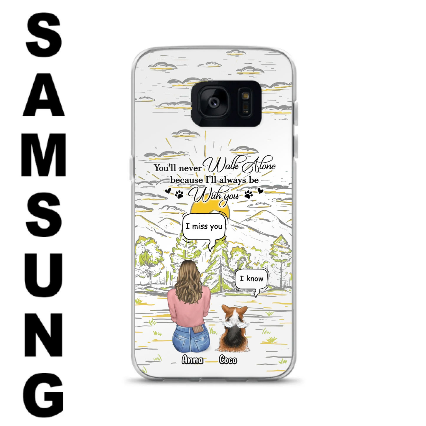 Custom Personalized Memorial iPhone/ Samsung Cases - Gift Idea For Pet Owner with up to 4 Pets - You'll Never Walk Alone Because I'll Always Be With You