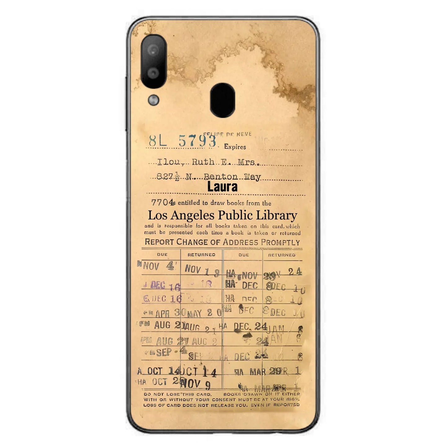 Custom Personalized Library Card Vintage Phone Case - Gift Idea For Reading Lover - Case For iPhone/ Samsung