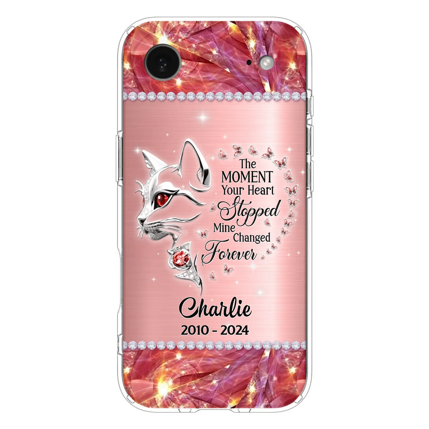 Custom Personalized Memorial Cat Phone Case - Memorial Gift For Cat Lover -  The Moment Your Heart Stopped Mine Changed Forever - Case For iPhone/ Samsung