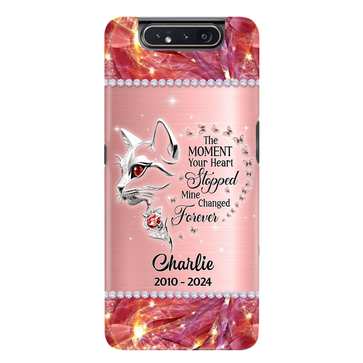 Custom Personalized Memorial Cat Phone Case - Memorial Gift For Cat Lover -  The Moment Your Heart Stopped Mine Changed Forever - Case For iPhone/ Samsung