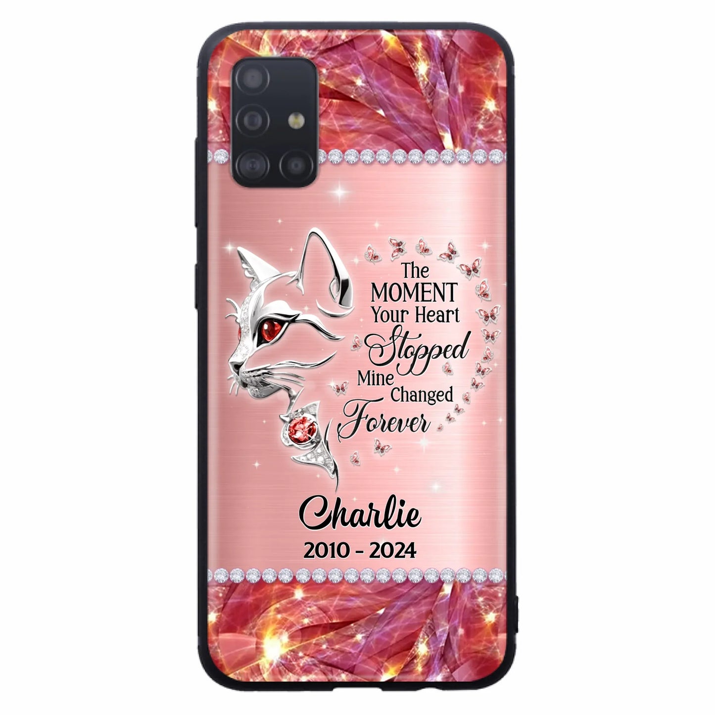 Custom Personalized Memorial Cat Phone Case - Memorial Gift For Cat Lover -  The Moment Your Heart Stopped Mine Changed Forever - Case For iPhone/ Samsung