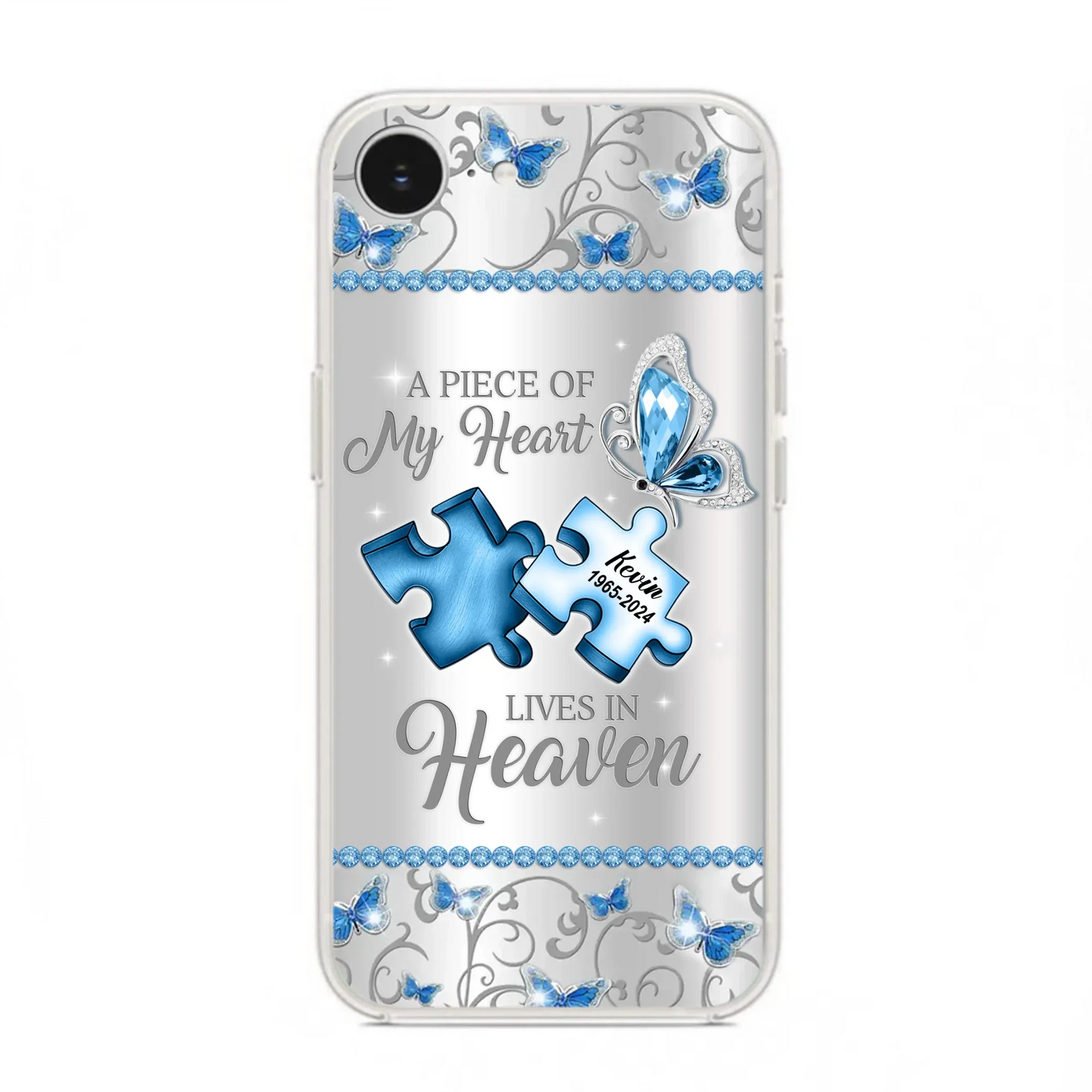 Custom Personalized Memorial Piece Phone Case - Memorial Gift For Family Member -  A Piece Of My Heart Lives In Heaven - Case for iPhone/Samsung