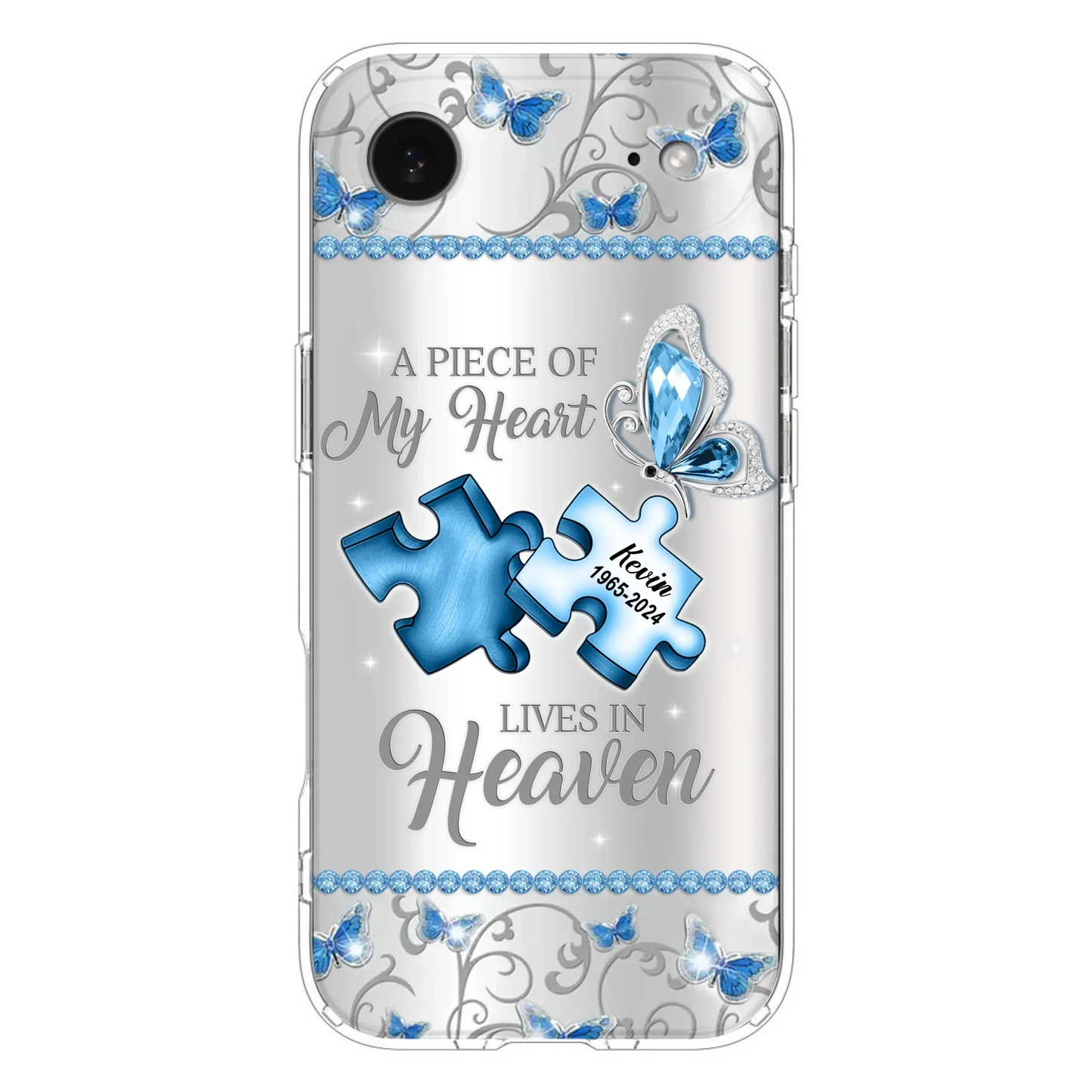 Custom Personalized Memorial Piece Phone Case - Memorial Gift For Family Member -  A Piece Of My Heart Lives In Heaven - Case for iPhone/Samsung