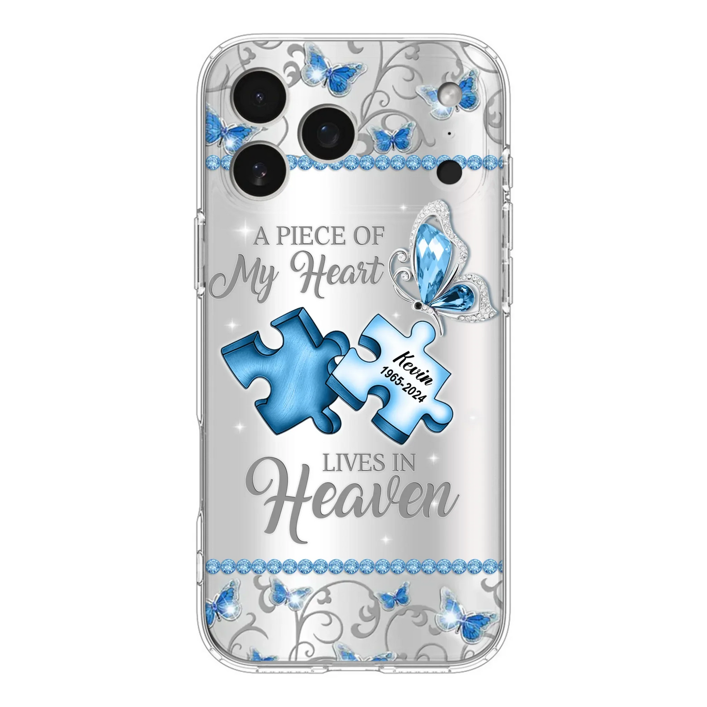 Custom Personalized Memorial Piece Phone Case - Memorial Gift For Family Member -  A Piece Of My Heart Lives In Heaven - Case for iPhone/Samsung