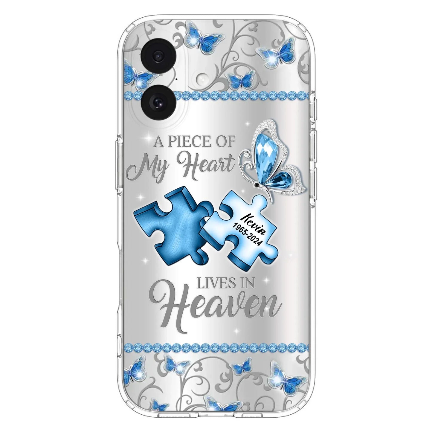 Custom Personalized Memorial Piece Phone Case - Memorial Gift For Family Member -  A Piece Of My Heart Lives In Heaven - Case for iPhone/Samsung