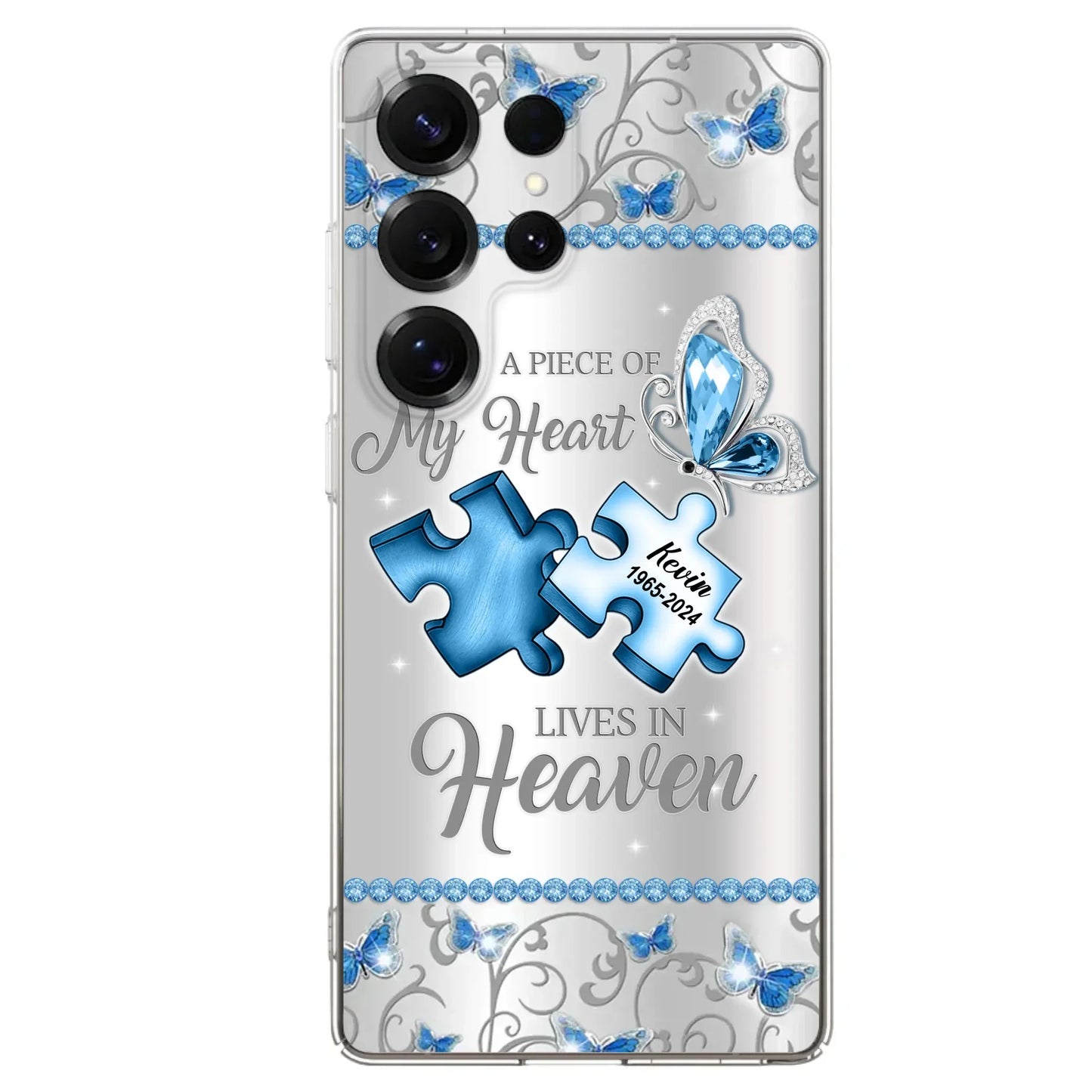 Custom Personalized Memorial Piece Phone Case - Memorial Gift For Family Member -  A Piece Of My Heart Lives In Heaven - Case for iPhone/Samsung