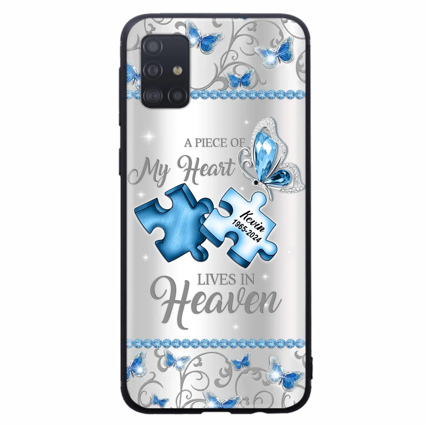 Custom Personalized Memorial Piece Phone Case - Memorial Gift For Family Member -  A Piece Of My Heart Lives In Heaven - Case for iPhone/Samsung