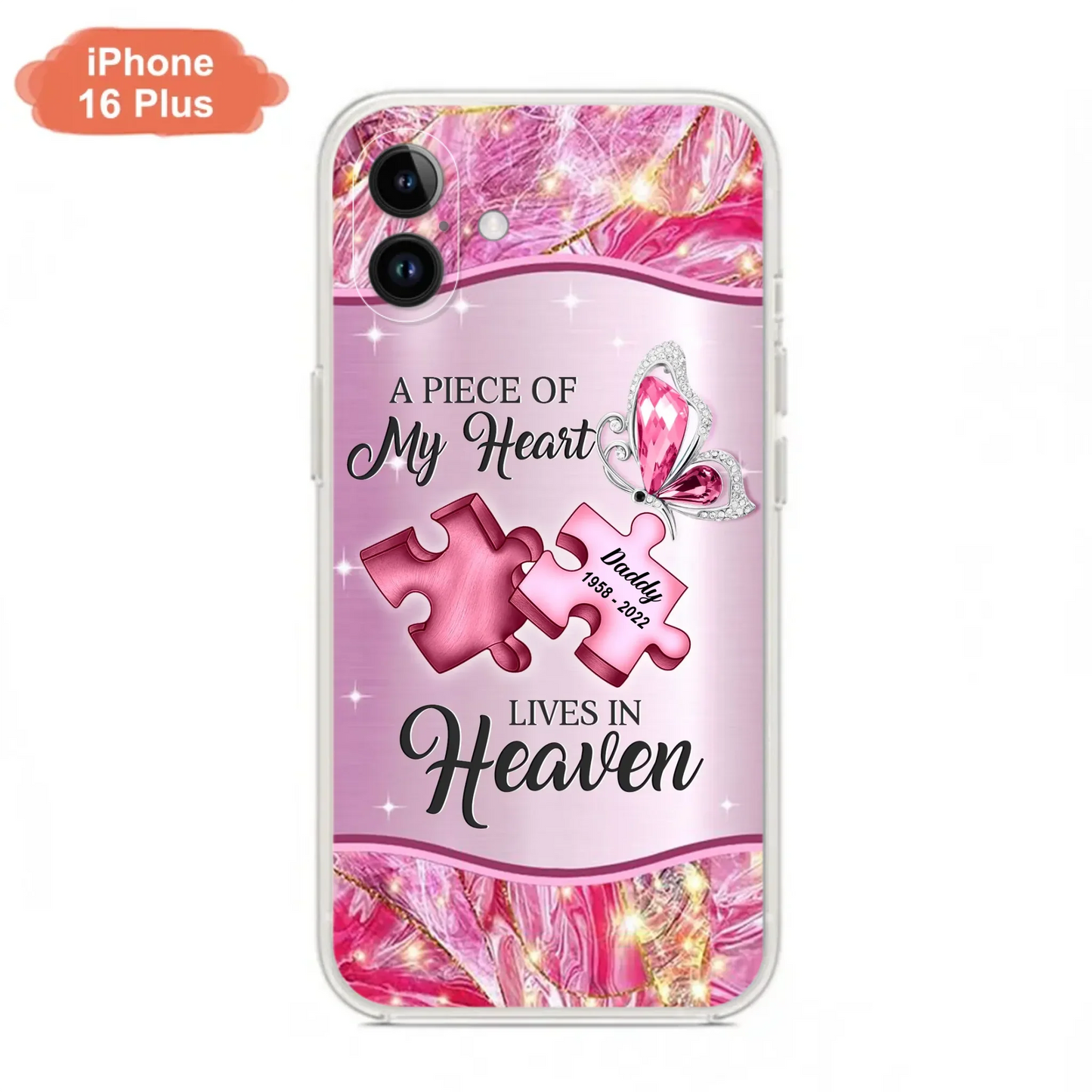 Custom Personalized Memorial Phone Case - Memorial Gift Idea for Father's Day - Case for iPhone/ Samsung - A Piece Of My Heart Lives In Heaven