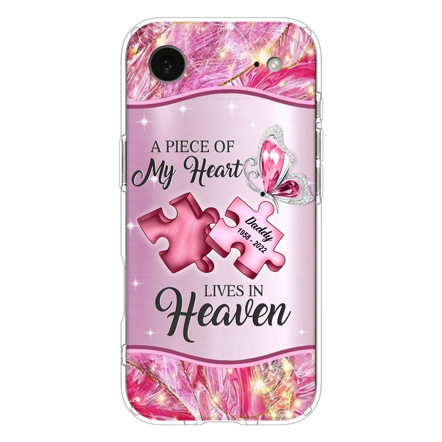 Custom Personalized Memorial Phone Case - Memorial Gift Idea for Father's Day - Case for iPhone/ Samsung - A Piece Of My Heart Lives In Heaven