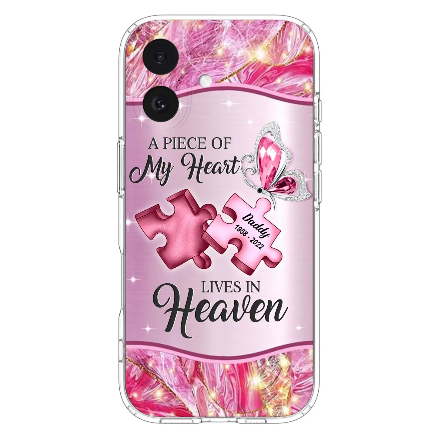 Custom Personalized Memorial Phone Case - Memorial Gift Idea for Father's Day - Case for iPhone/ Samsung - A Piece Of My Heart Lives In Heaven