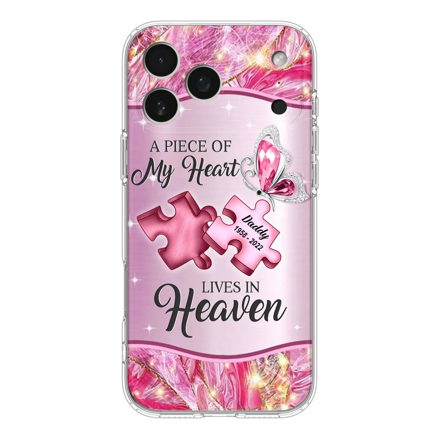 Custom Personalized Memorial Phone Case - Memorial Gift Idea for Father's Day - Case for iPhone/ Samsung - A Piece Of My Heart Lives In Heaven