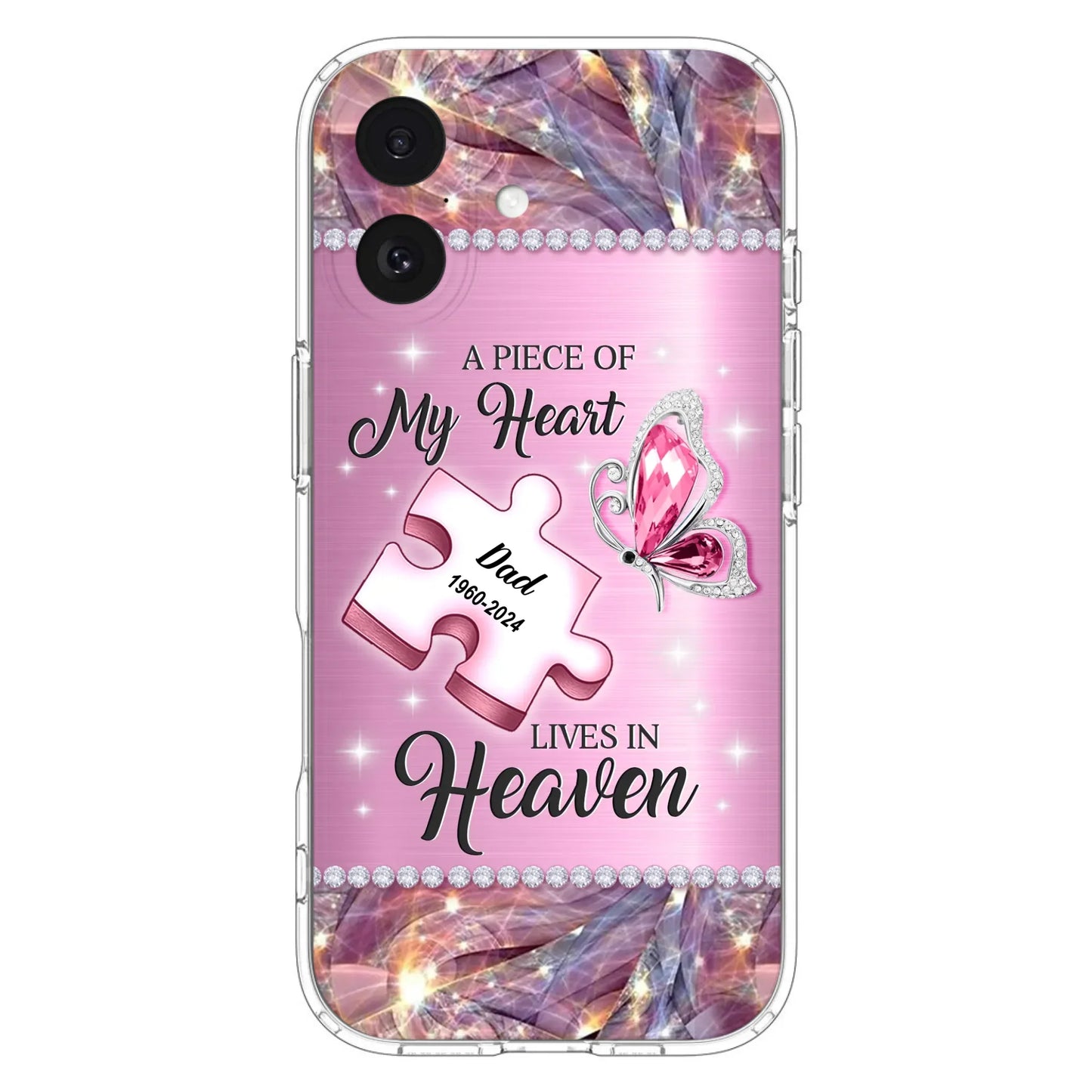 Custom Personalized Memorial Piece Phone Case - Memorial Gift Idea for Father's Day - A Piece Of My Heart Lives In Heaven - Case for iPhone/ Samsung