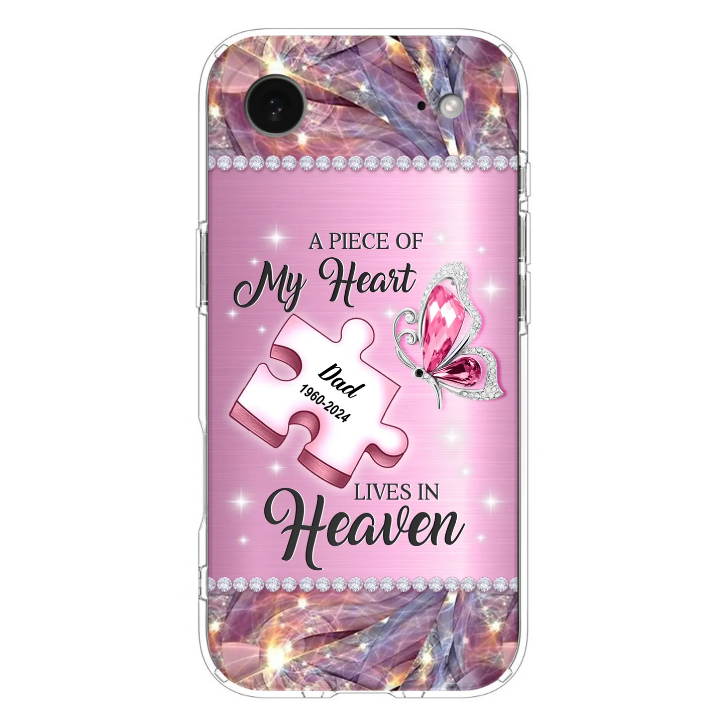 Custom Personalized Memorial Piece Phone Case - Memorial Gift Idea for Father's Day - A Piece Of My Heart Lives In Heaven - Case for iPhone/ Samsung