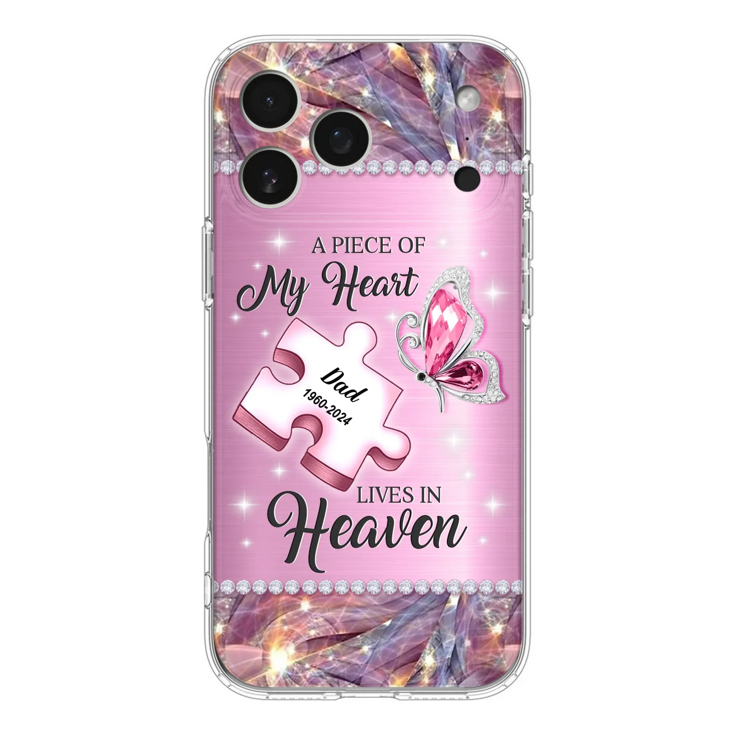 Custom Personalized Memorial Piece Phone Case - Memorial Gift Idea for Father's Day - A Piece Of My Heart Lives In Heaven - Case for iPhone/ Samsung
