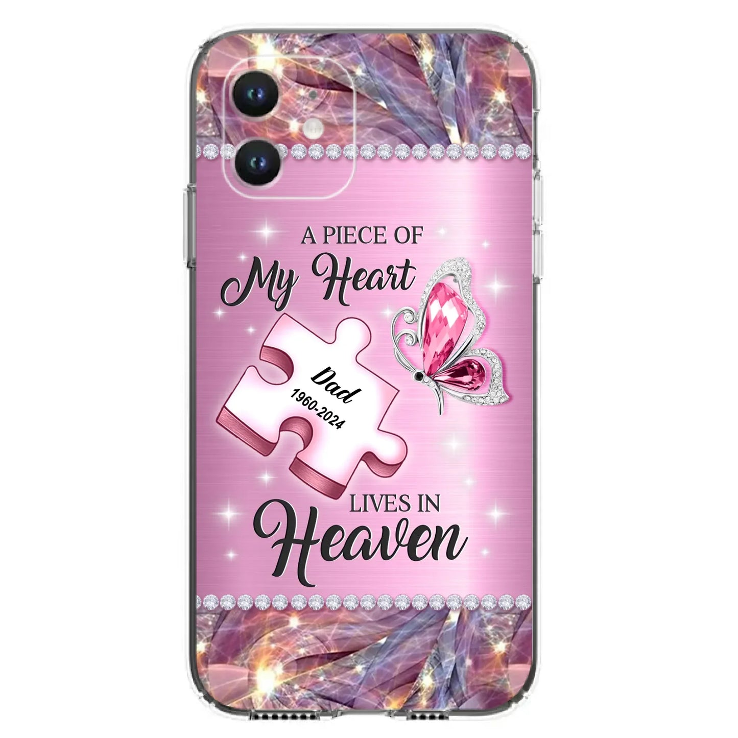 Custom Personalized Memorial Piece Phone Case - Memorial Gift Idea for Father's Day - A Piece Of My Heart Lives In Heaven - Case for iPhone/ Samsung