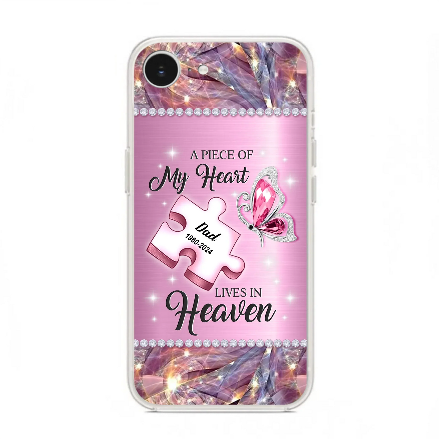 Custom Personalized Memorial Piece Phone Case - Memorial Gift Idea for Father's Day - A Piece Of My Heart Lives In Heaven - Case for iPhone/ Samsung