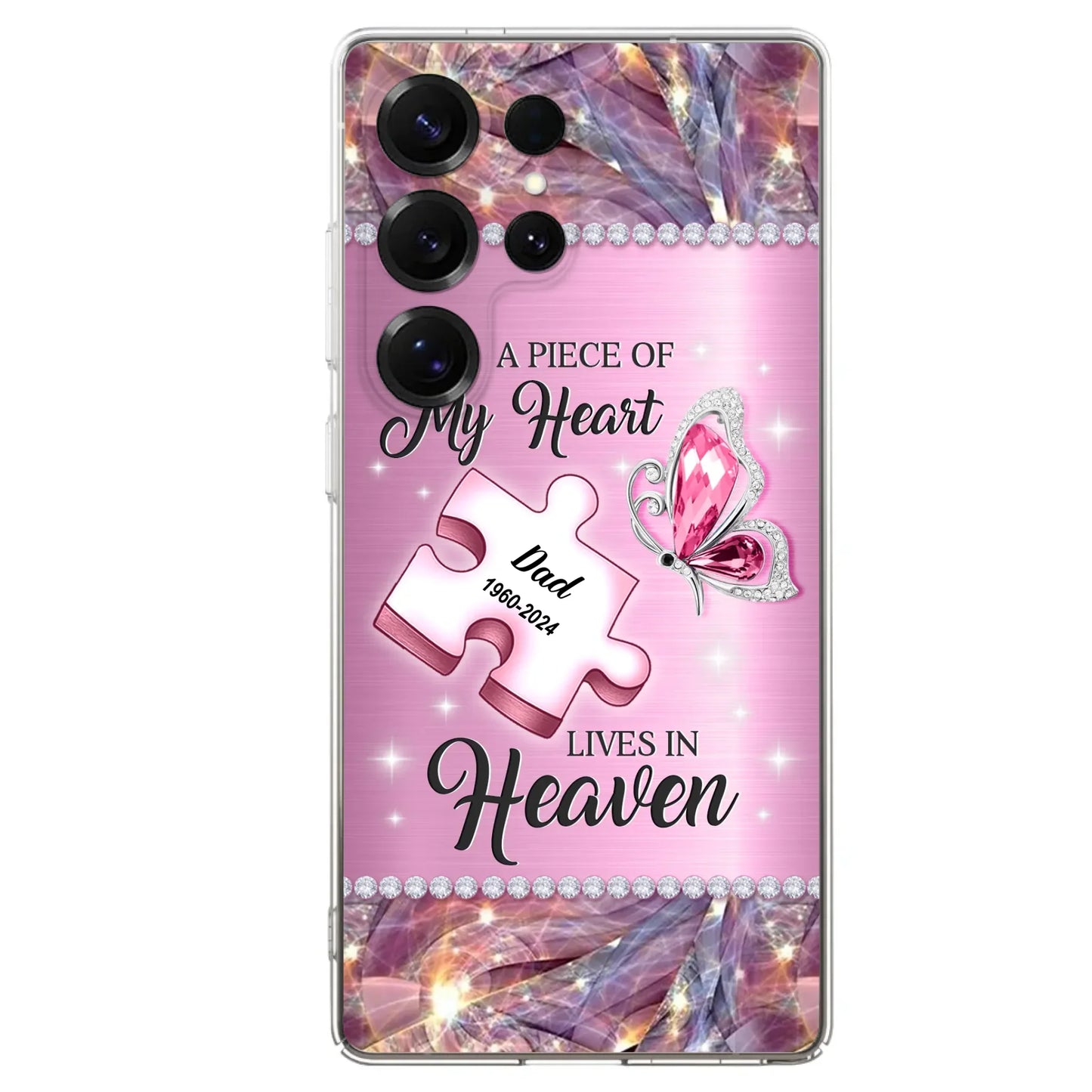 Custom Personalized Memorial Piece Phone Case - Memorial Gift Idea for Father's Day - A Piece Of My Heart Lives In Heaven - Case for iPhone/ Samsung