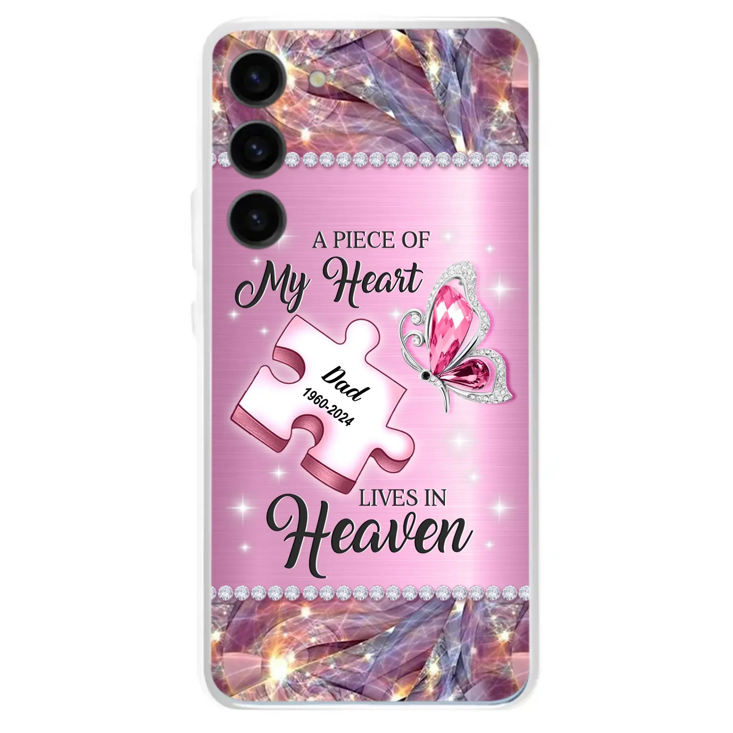 Custom Personalized Memorial Piece Phone Case - Memorial Gift Idea for Father's Day - A Piece Of My Heart Lives In Heaven - Case for iPhone/ Samsung