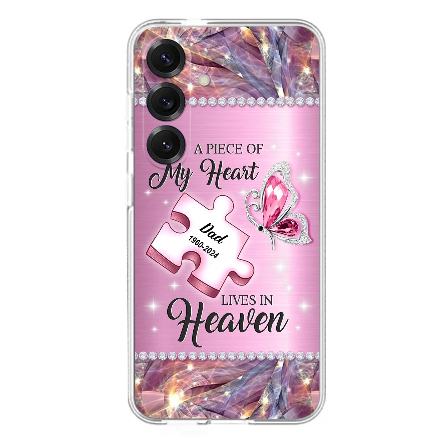 Custom Personalized Memorial Piece Phone Case - Memorial Gift Idea for Father's Day - A Piece Of My Heart Lives In Heaven - Case for iPhone/ Samsung