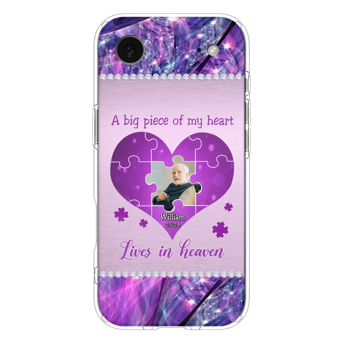 Custom Personalized Memorial Photo Phone Case - Memorial Gift Idea for Father's Day -  A Big Piece Of My Heart Lives In Heaven - Case for iPhone/Samsung