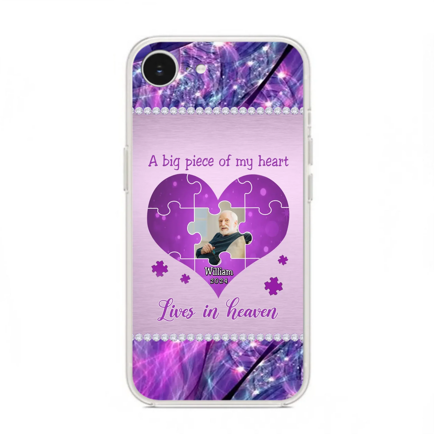 Custom Personalized Memorial Photo Phone Case - Memorial Gift Idea for Father's Day -  A Big Piece Of My Heart Lives In Heaven - Case for iPhone/Samsung