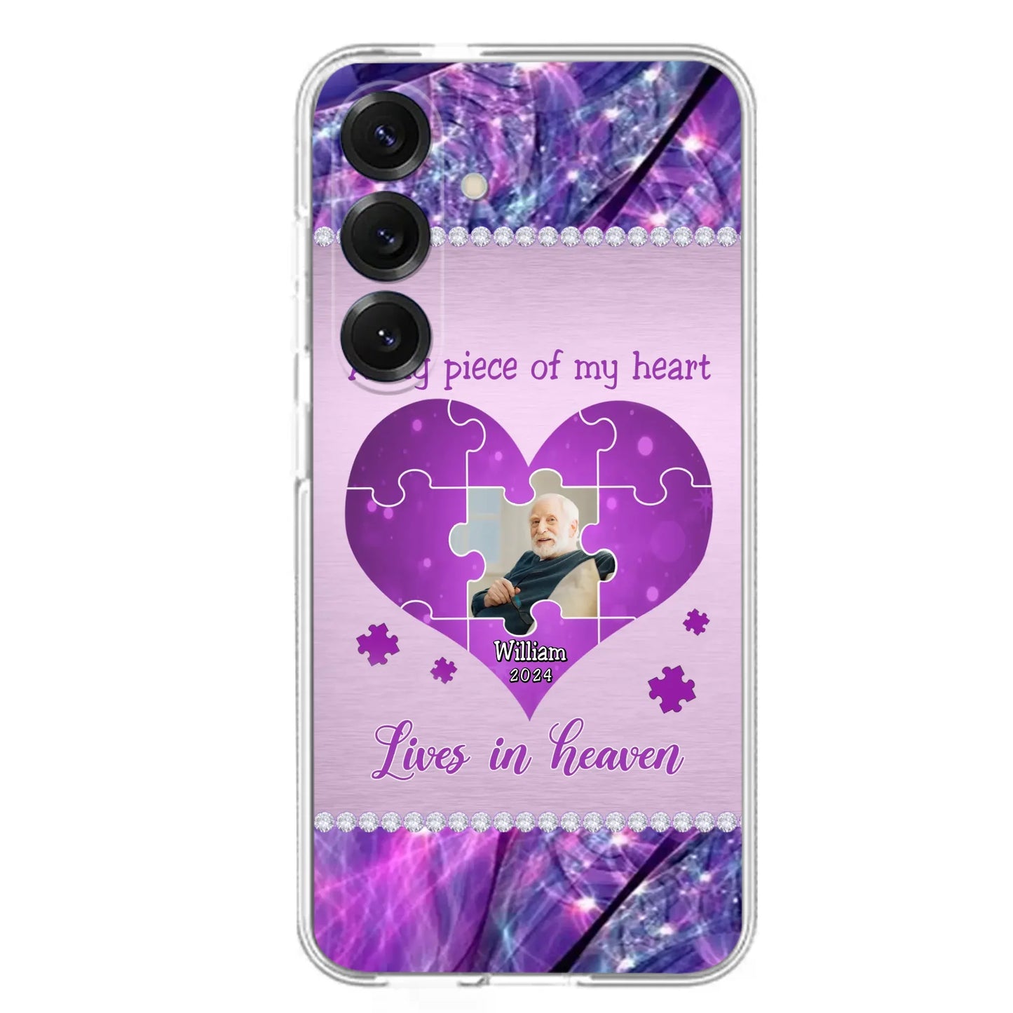 Custom Personalized Memorial Photo Phone Case - Memorial Gift Idea for Father's Day -  A Big Piece Of My Heart Lives In Heaven - Case for iPhone/Samsung