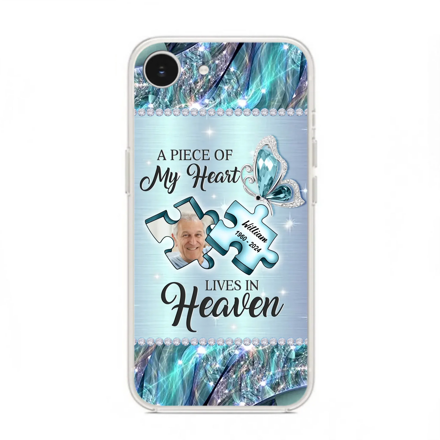 Custom Personalized Memorial Photo Phone Case - Memorial Gift Idea for Father's Day -  A Piece Of My Heart Lives In Heaven - Case for iPhone/Samsung