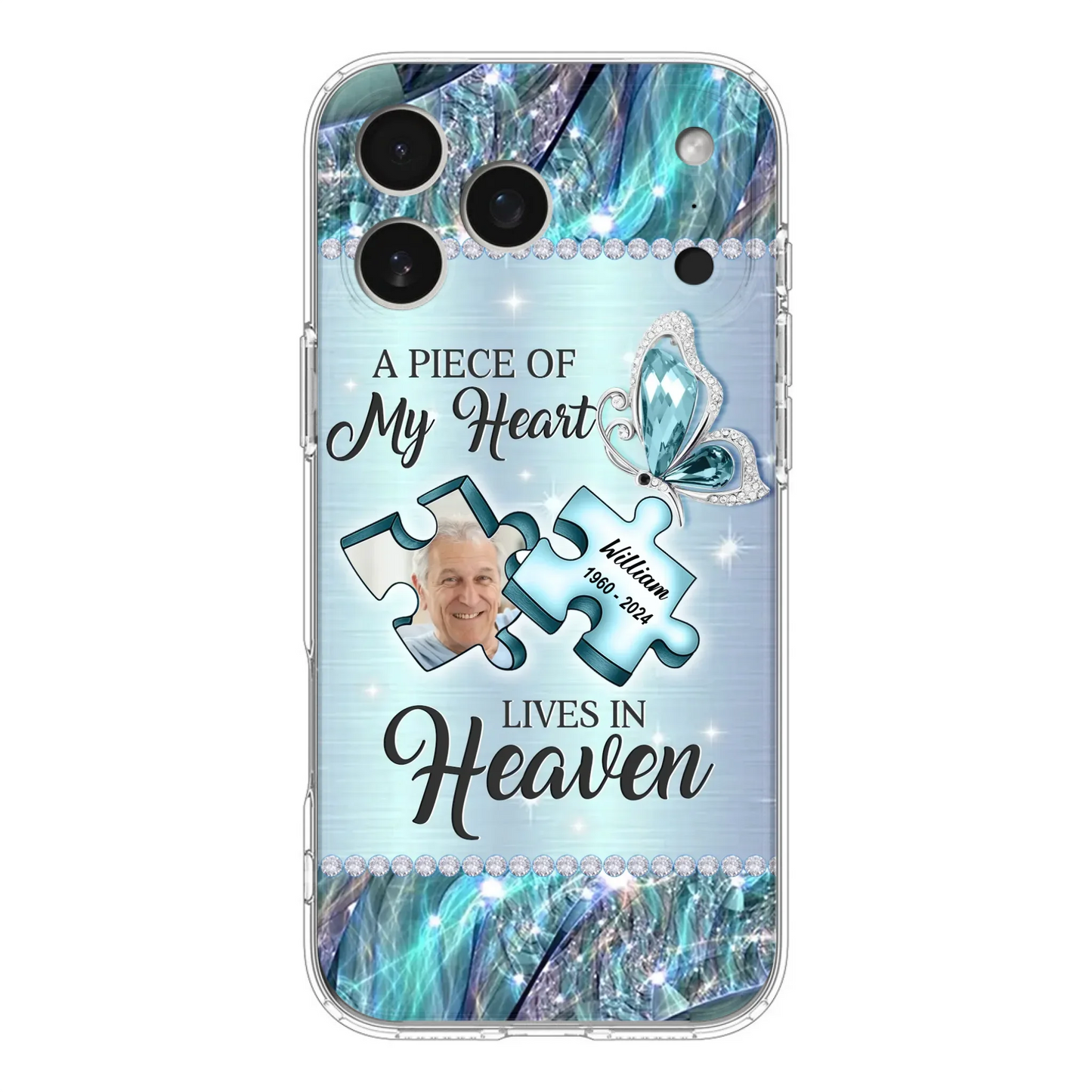 Custom Personalized Memorial Photo Phone Case - Memorial Gift Idea for Father's Day -  A Piece Of My Heart Lives In Heaven - Case for iPhone/Samsung