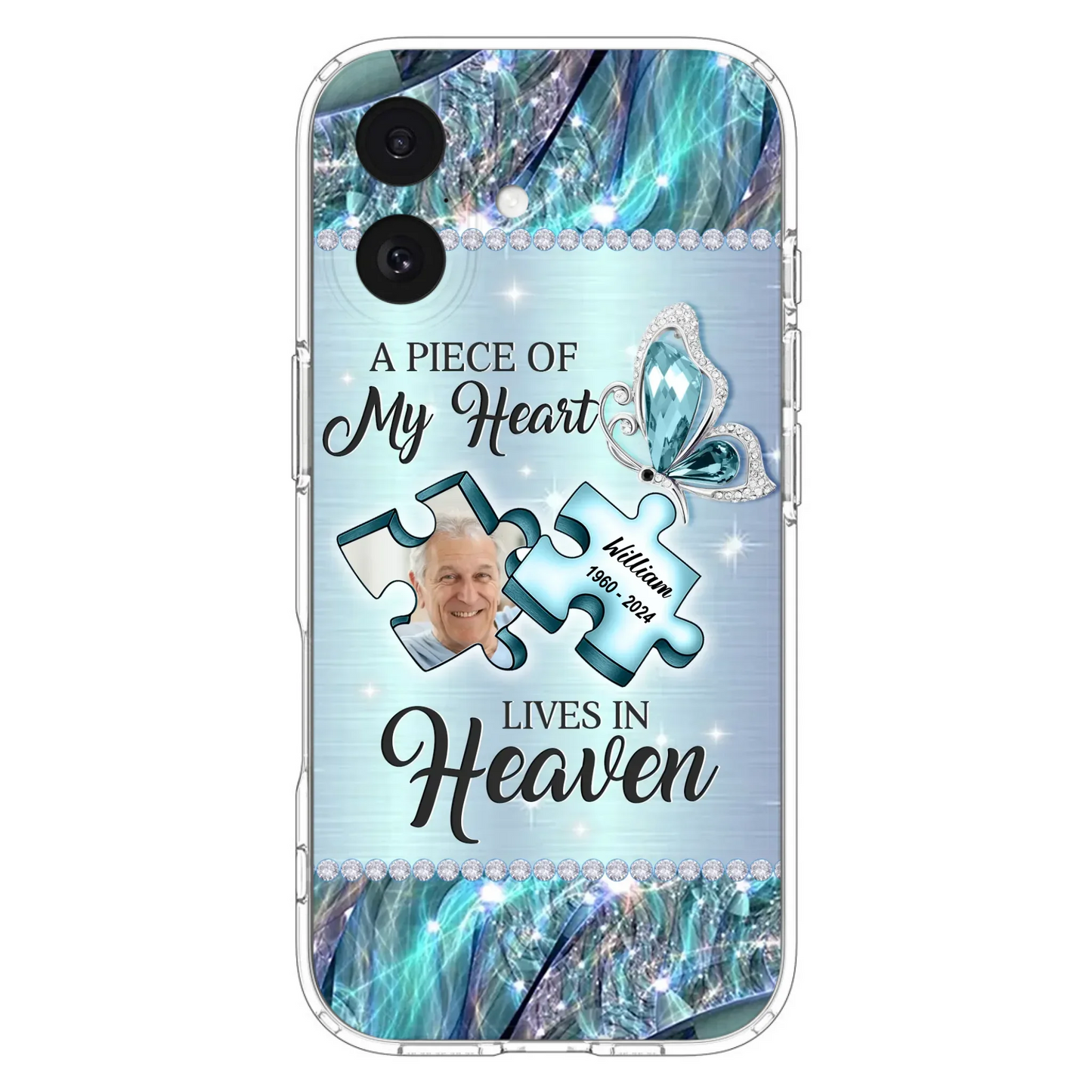 Custom Personalized Memorial Photo Phone Case - Memorial Gift Idea for Father's Day -  A Piece Of My Heart Lives In Heaven - Case for iPhone/Samsung