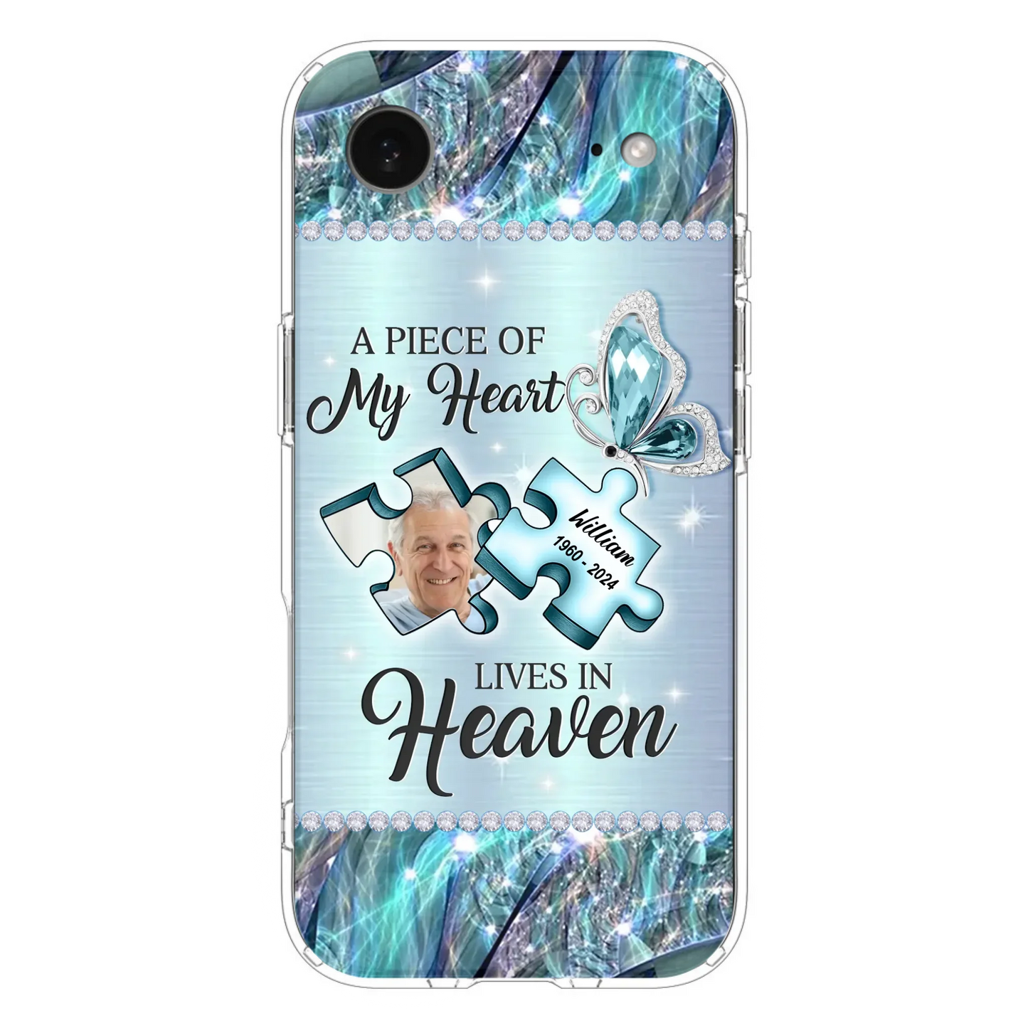 Custom Personalized Memorial Photo Phone Case - Memorial Gift Idea for Father's Day -  A Piece Of My Heart Lives In Heaven - Case for iPhone/Samsung