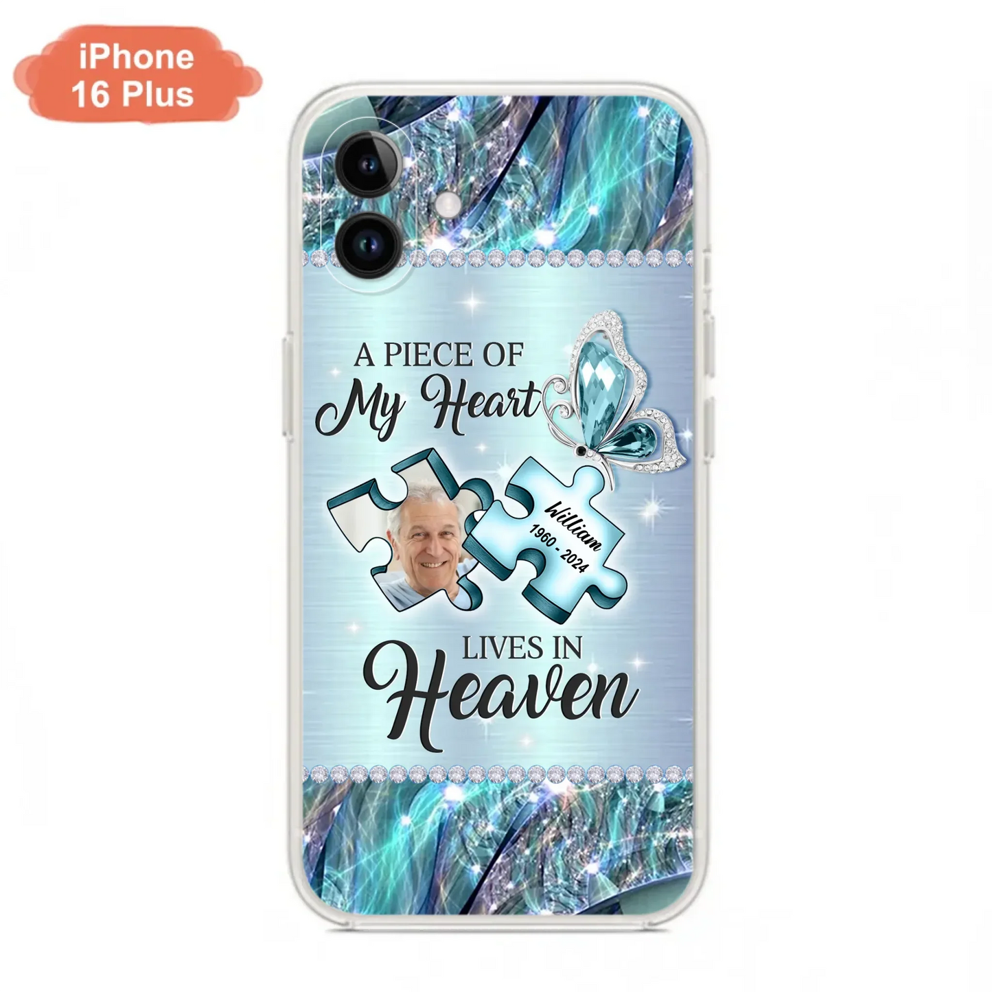 Custom Personalized Memorial Photo Phone Case - Memorial Gift Idea for Father's Day -  A Piece Of My Heart Lives In Heaven - Case for iPhone/Samsung