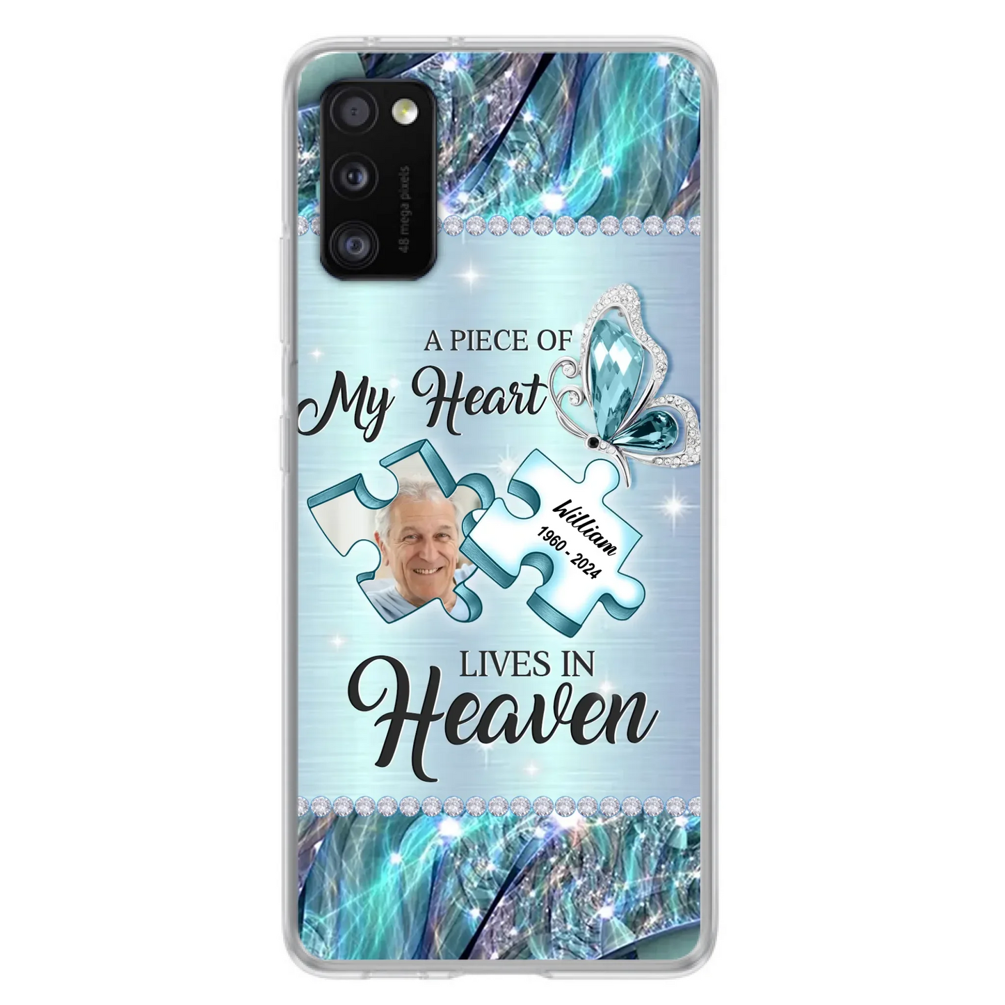 Custom Personalized Memorial Photo Phone Case - Memorial Gift Idea for Father's Day -  A Piece Of My Heart Lives In Heaven - Case for iPhone/Samsung