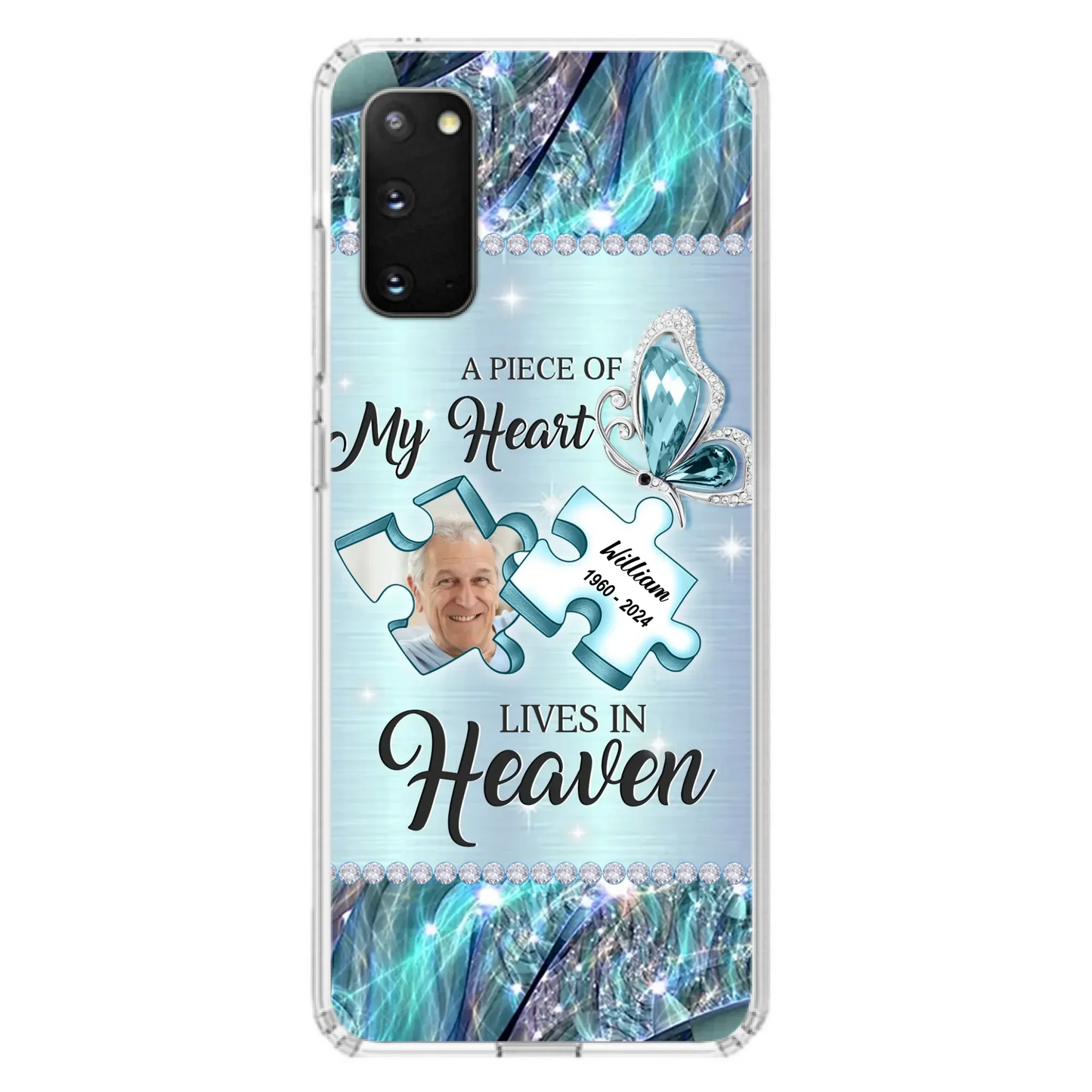 Custom Personalized Memorial Photo Phone Case - Memorial Gift Idea for Father's Day -  A Piece Of My Heart Lives In Heaven - Case for iPhone/Samsung