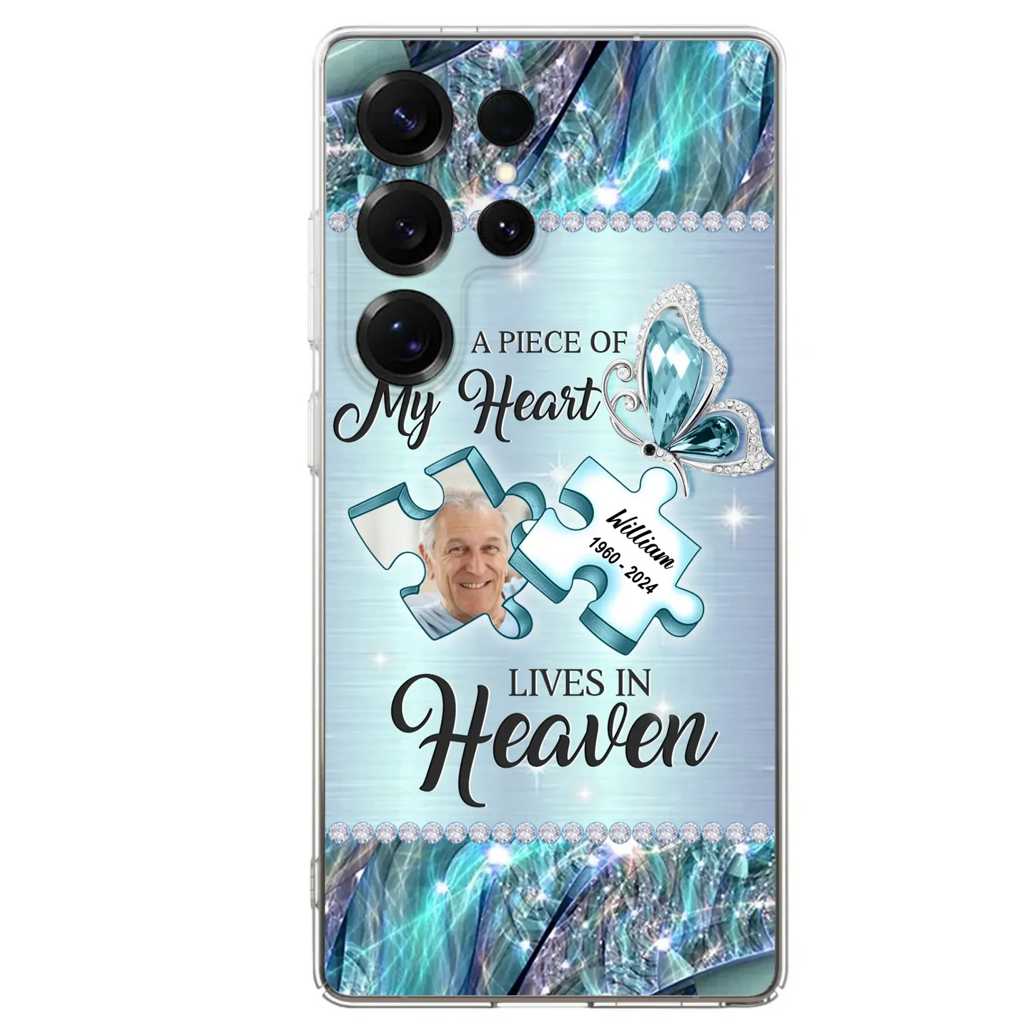 Custom Personalized Memorial Photo Phone Case - Memorial Gift Idea for Father's Day -  A Piece Of My Heart Lives In Heaven - Case for iPhone/Samsung