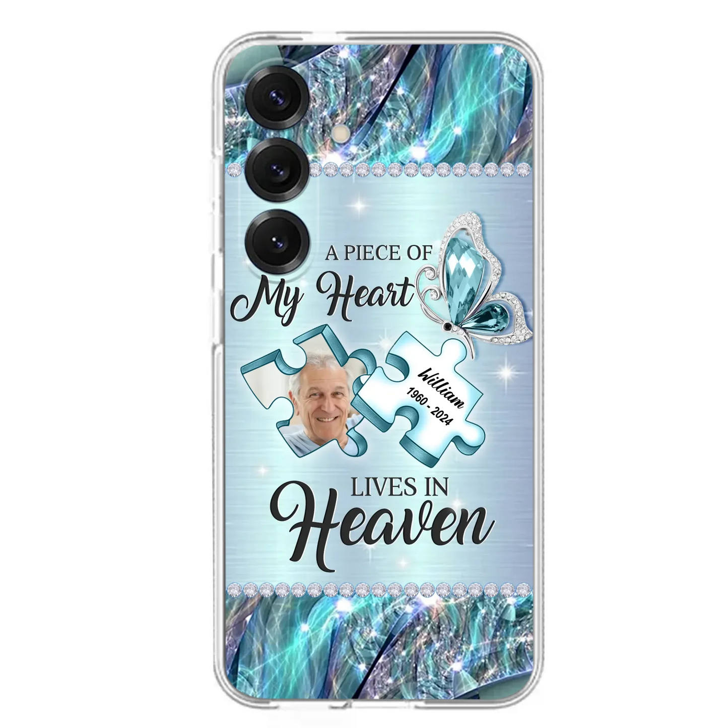 Custom Personalized Memorial Photo Phone Case - Memorial Gift Idea for Father's Day -  A Piece Of My Heart Lives In Heaven - Case for iPhone/Samsung